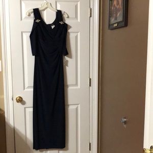 Cold shoulder navy mother of the bride dress